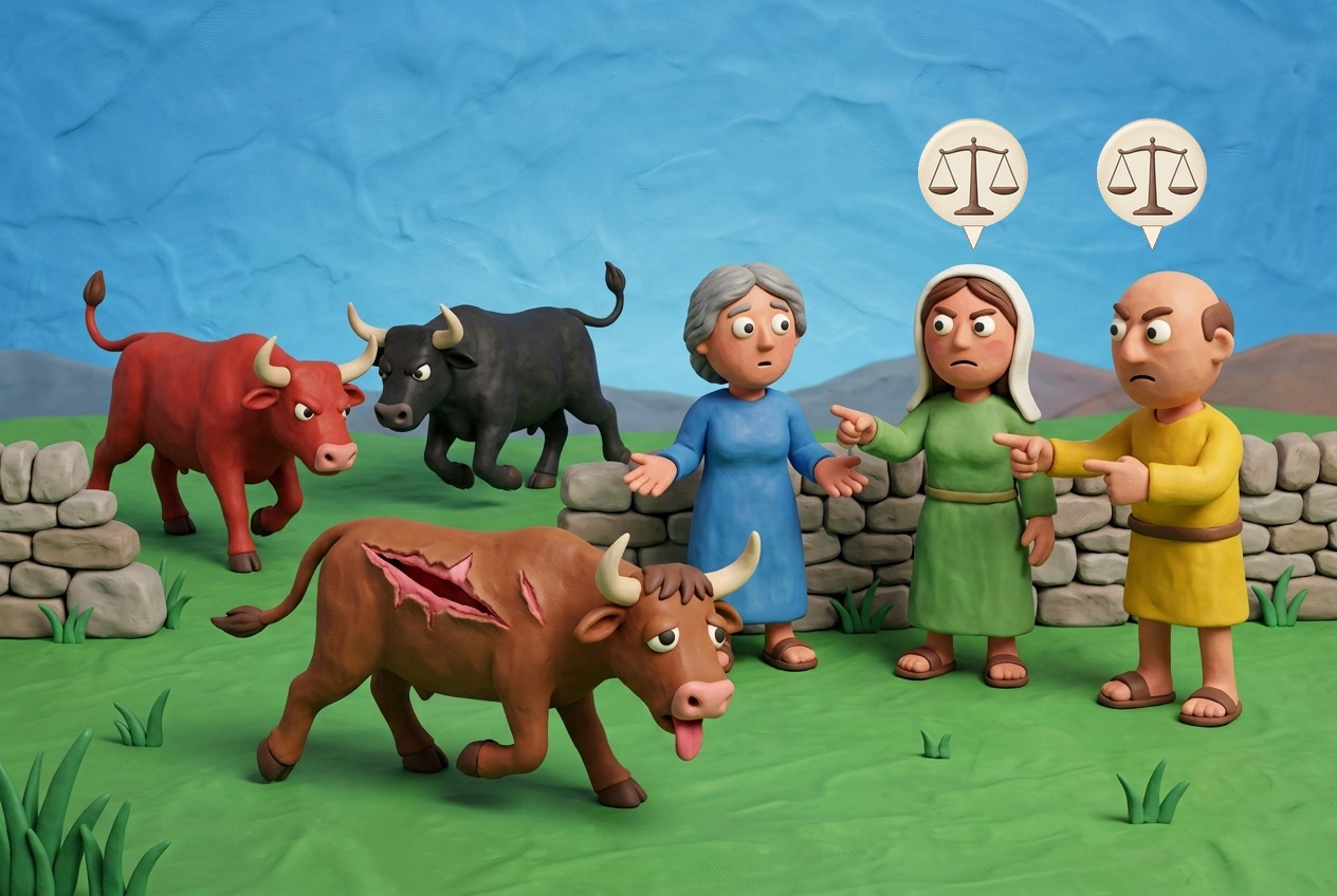 Two oxen chased a third and it was hurt, and no one knows which one did it: the owners of the chasing oxen are both exempt.