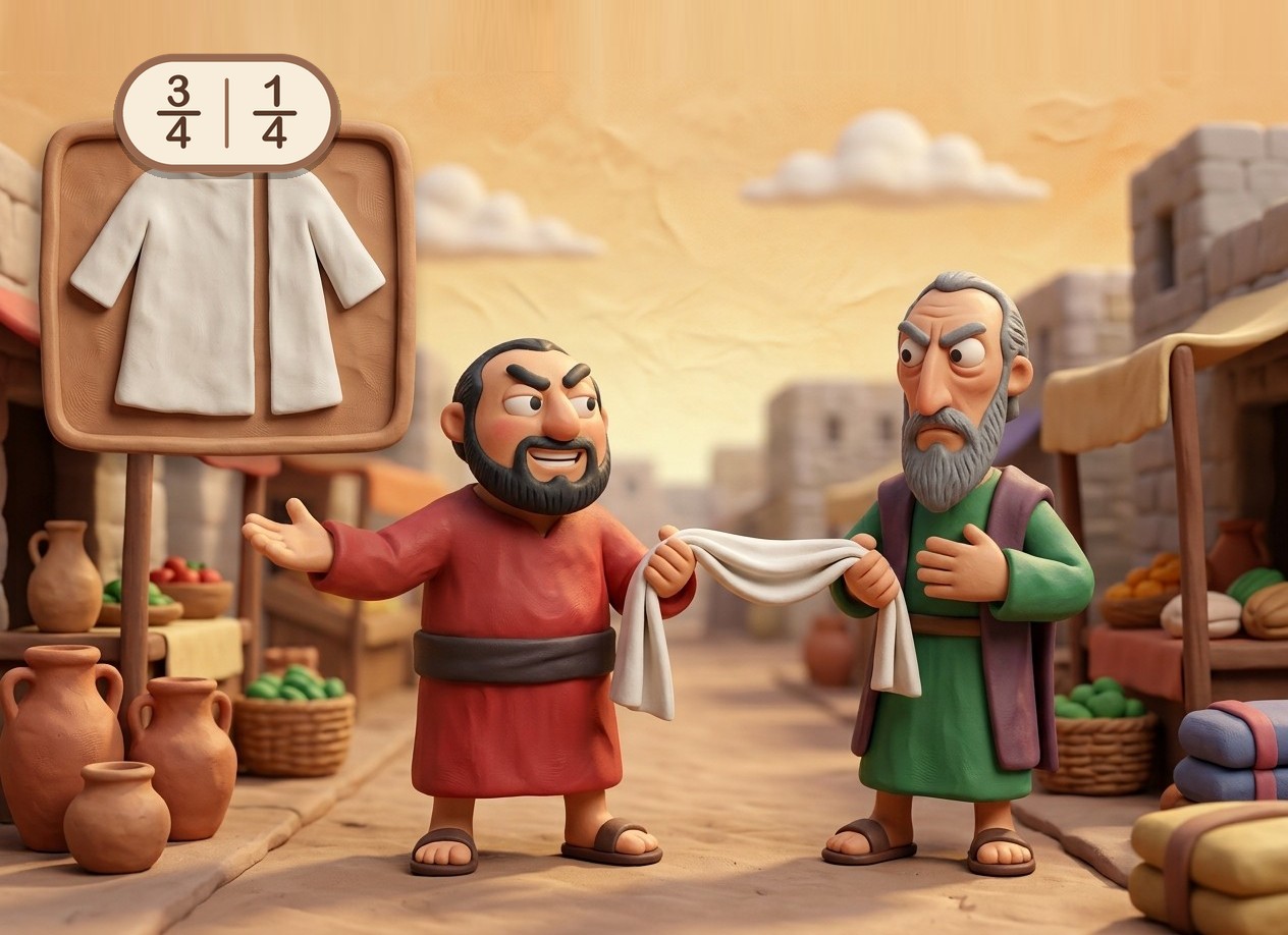 One claims all, the other half: three quarters and a quarter.