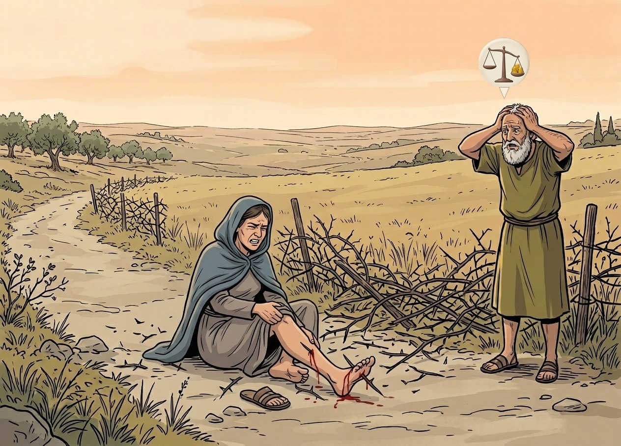 His thorn fence fell across the path and a traveller was hurt: the owner of the field pays.
