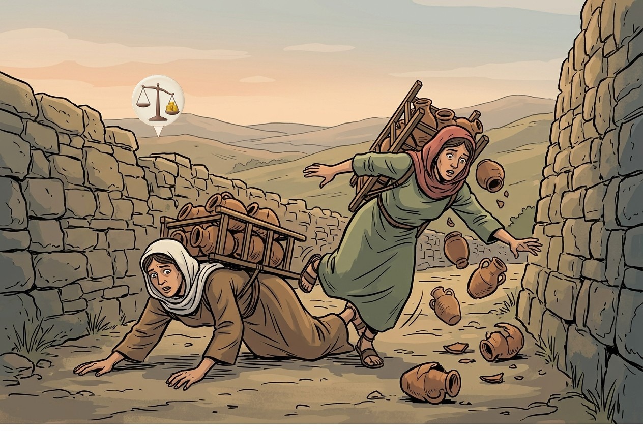 The first pot-seller tripped and the second fell on her: the first pays for the injury to the second.