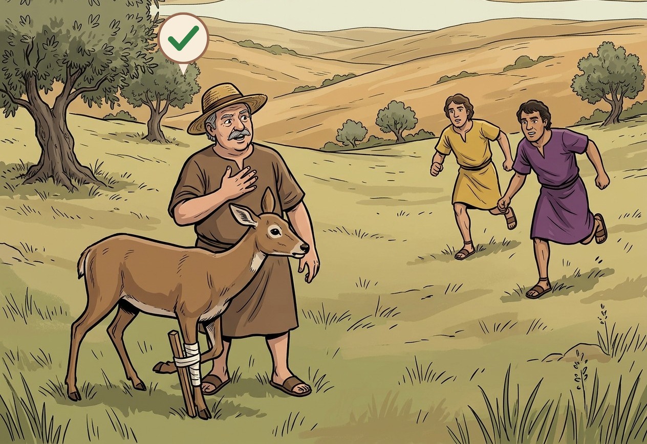 A deer with a broken leg can only hobble: it cannot leave the field, so "my field acquires it" works.