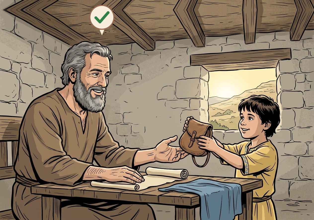 A small child's find goes to the father: he keeps it.