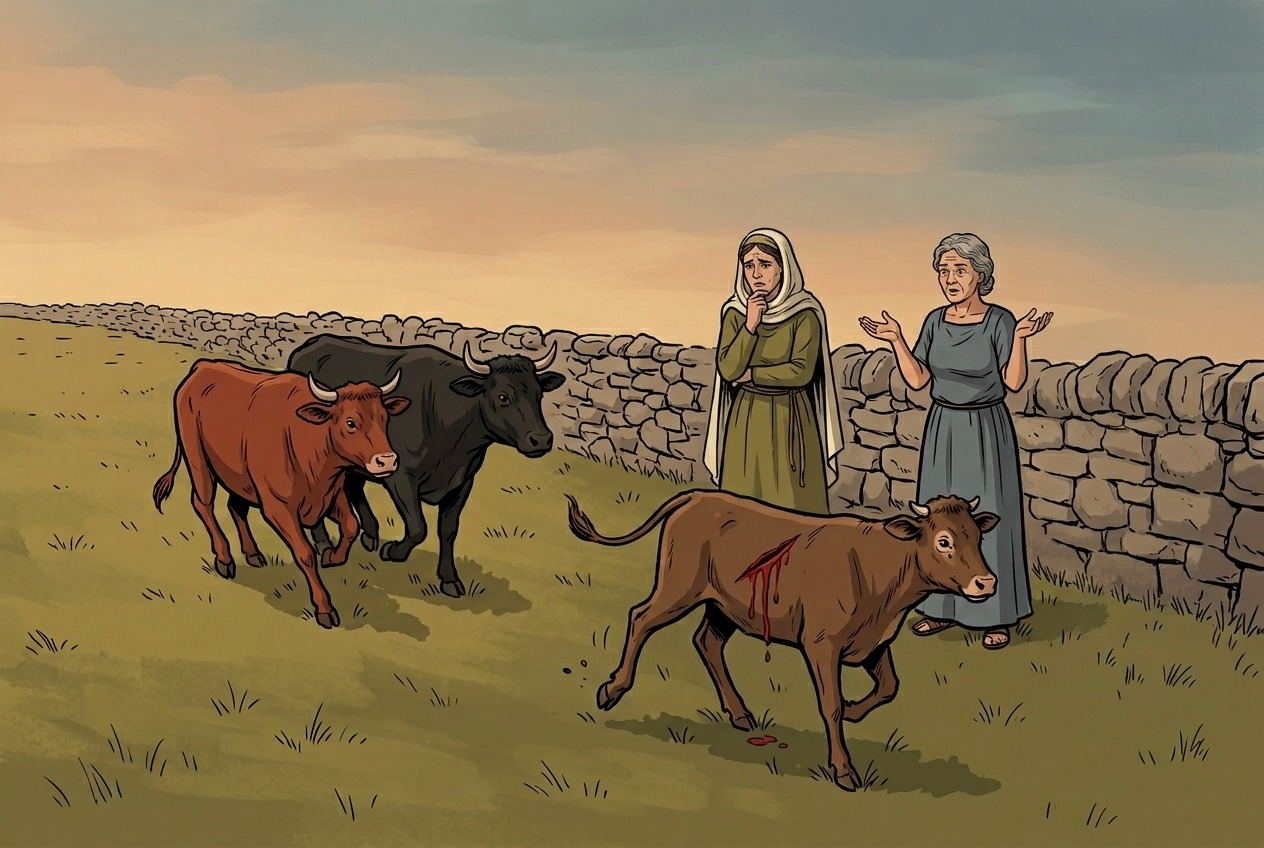 Both chasing oxen belong to one owner, so she is liable (both owners are exempt only when they are two different people).