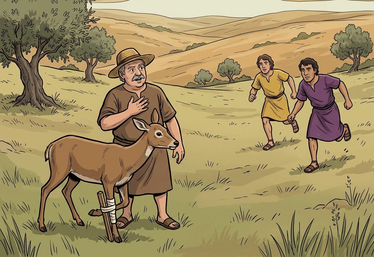 A deer with a broken leg can only hobble: it cannot leave the field, so "my field acquires it" works.