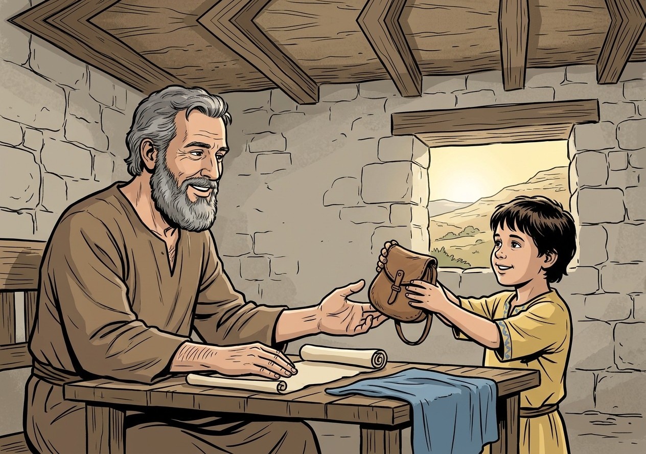 A small child's find goes to the father: he keeps it.